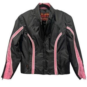 Womens Hot Leathers NYLON motorcycle Jacket‎ Biker Black Pink ~ Sz Small
